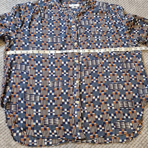 Isabel Marant Etoile Nahala Geo Print Button Up Cotton 38 US M Mandarin Boho Art - Picture 5 of 9
